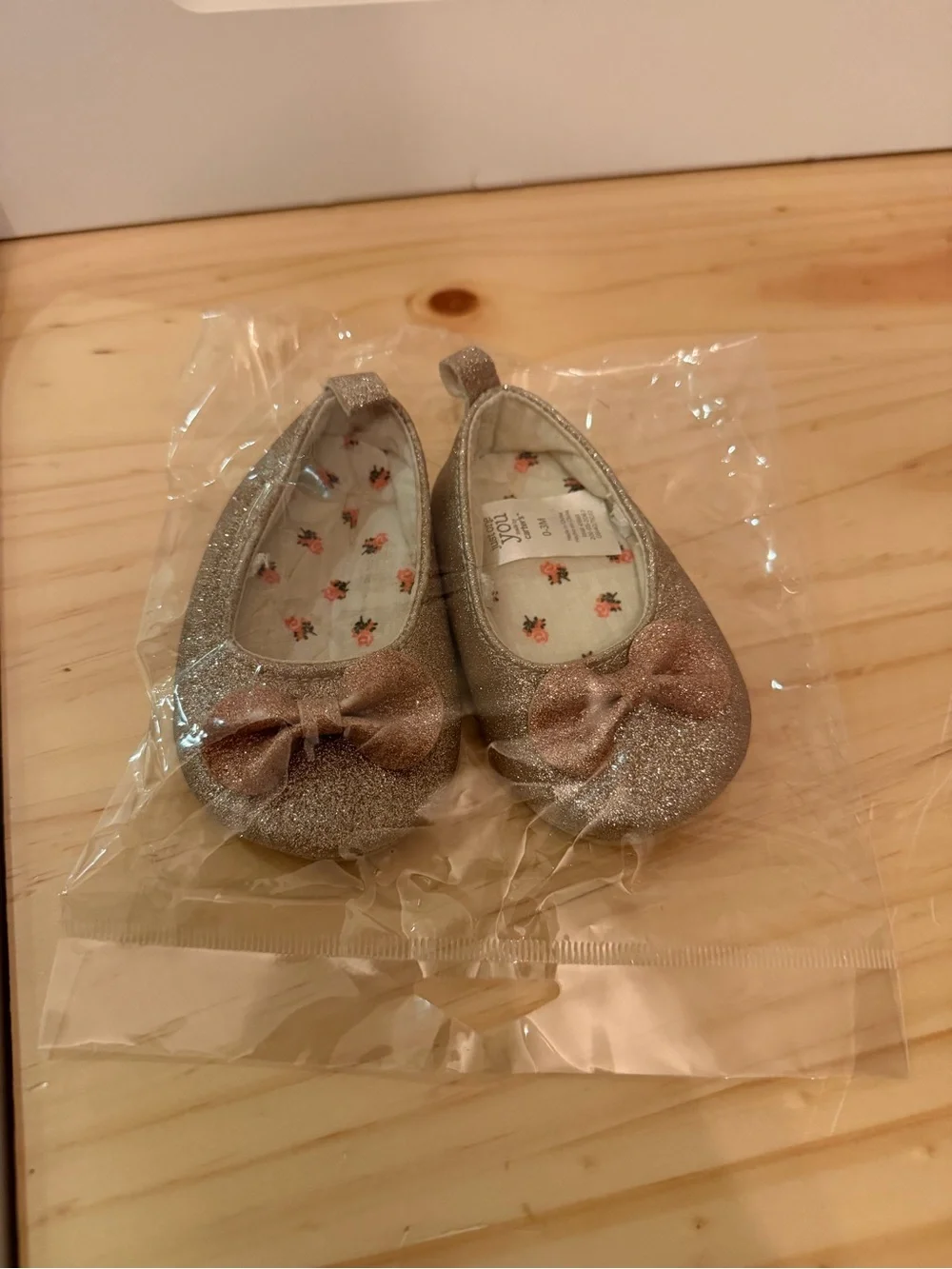 Carters Just One You Rose Gold Sparkle Baby Shoes